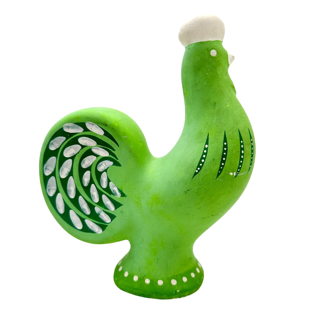 MCM Dala Rooster Swedish Pottery Green Chalkware Ceramic c60s Nils Olsson Inspo